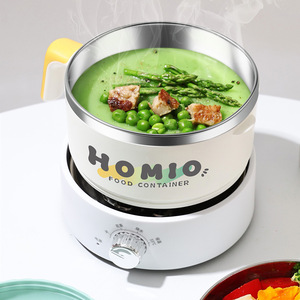Homio Food Container 304 Stainless Steel Round Lunch <b>Box</b> With Lid Handle Sealed Meal <b>Box</b> For Students Dormitories - Product Image 4