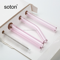 Pailles à boire en verre réutilisables, colorées, transparentes, portables et personnalisées