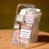 Coque de téléphone transparente antichoc avec étiquettes anglaises pour iPhone 16 Plus 15 17 Pro Max 14 13 – Vente Flash