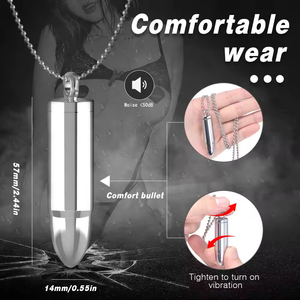 WU Gold Bullet Colgante Collar Vibrador G-Spot Clit Metal Jump Egg Magic Bullet 10 Función Collar <span class=keywords><strong>de</strong></span> <span class=keywords><strong>plata</strong></span> Vibrador - Product Image 5