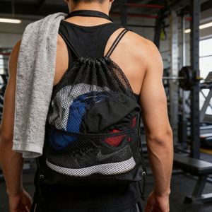 Water-Resistant Mesh <b>Drawstring</b> <b>Backpack</b> - Lightweight Outdoor Bag for Swimming Diving Gear Organization - Product Image 2