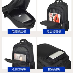 <b>Laptop</b> <b>Backpack</b> For Men Large Capacity Business Travel Shoulder Straps Solid Color Black - Product Image 5