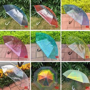 Parapluie droit transparent en PVC manuel pour la pluie et le soleil, avec tissu japonais POE coloré, fonction de suspension, personnalisable pour mariage, avec logo sur mesure - Product Image 2