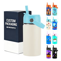 Botella Térmica Personalizada con Estampado Lindo para Estudiantes, Botella de Agua de Acero Inoxidable con Pajita para Niños y Niñas