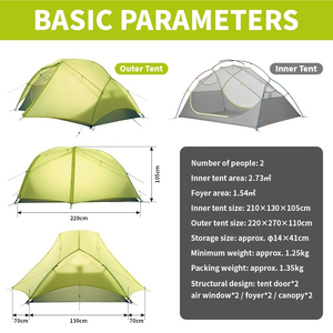 Tente de randonnée personnalisée Earthtree pour 2 personnes, ultralégère, imperméable, pour le camping en plein air, portable, légère, abri solaire - Product Image 6