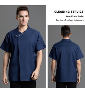 Vêtements de travail d'été à manches courtes pour hommes Vêtements de travail de chef en sergé respirant Cuisine Restauration Restaurant Pâtisserie Hôtels Vêtements de travail - Product Image 6