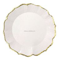 Assiettes de présentation élégantes à bord doré pour mariage, assiettes de luxe personnalisées avec bord doré pour service de mariage et fêtes d'anniversaire (vente en gros)