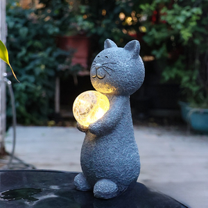 Lámpara Decorativa Solar LED para Jardín, Ecológica, con Diseño Pintado a Mano, de Resina, con Forma de <span class=keywords><strong>Gato</strong></span>, para Decoración de Patio - Product Image 5