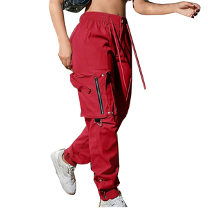 Haute qualité personnalisé élastique cordon taille jambe droite Streetwear fermeture éclair décoration femmes Cargo <span class=keywords><strong>pantalon</strong></span> - Product Image 3