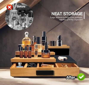 <span class=keywords><strong>3</strong></span> tầng bằng gỗ Nước hoa hiển thị đứng với cảm thấy lót ngăn kéo bằng gỗ Cologne Kệ cho nước hoa tổ chức - Product Image 4