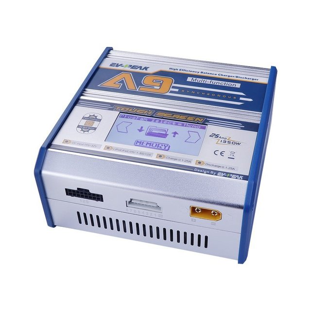 EV-PEAK A9 25A 1350W Intelligent Touch Screen Blue Universal Plastic Balance Charger/Discharger 1-12S LiPo/LiHV/LiFe 1-20cells