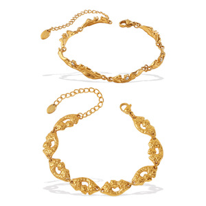 กำไลข้อมือลายทองสไตล์ยุโรปอเมริกัน ประดับเพชรเม็ดเล็ก ปรับขนาดได้ ของขวัญเครื่องประดับ โลหะผสมสังกะสี ดีไซน์เรขาคณิต - Product Image 5