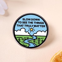 Broches de Esmalte con Frases Positivas sobre Salud Mental, Broche con Texto Inspirador