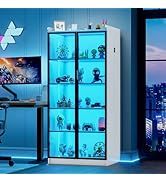 Modern White Wood <strong>Sideboard</strong> <strong>Display</strong> <strong>Cabinet</strong> 70x35x165 cm Smart Storage RGB 3 Colors Dimmable Hotel Use - Product Image 2