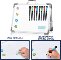 Petit tableau blanc effaçable à sec-Tableau blanc double face de bureau 12 "X 16", tableau magnétique pliable pour le dessin des enfants, l'école