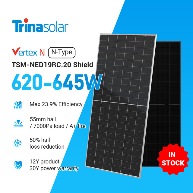 Trina Topcon Bifacial Solar Panels 625w 650 w 630 w 640 w Photovoltaic Dual-glass Panel
