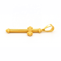 Colgante de Cruz Cristiana en Oro de 14K Tallado en Satén, Joyería Religiosa Elegante Unisex, Collar Fino Texturizado Hecho a Mano, J.J. BRAVO