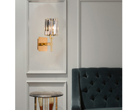Applique Murale Moderne à Abat-jour en Cristal, Lumière LED de Luxe pour Décoration Intérieure, Matériau Aluminium, Finition Or Titane, 2700K Chaud, Garantie 2 Ans