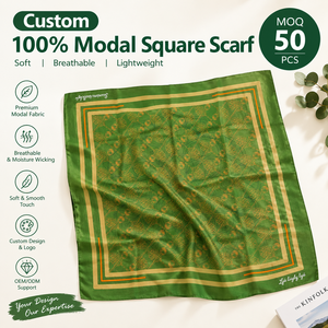 Écharpe carrée personnalisée 100% modal, imprimée double face, toutes tailles, bandanas personnalisés - Product Image 1