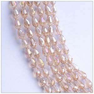 Fabricación de cuentas de lágrima de cristal estéreo facetado a granel, venta al por mayor, cuentas de cristal de gota de agua con agujeros rectos para colgante de cortinas - Product Image 6