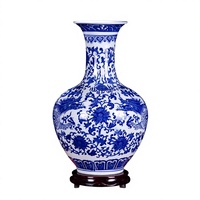 Jingdezhen Nouveau Vase Chinois En Céramique Bleu Blanc Porcelaine Transparent Conception Simple pour Porche Décoration Comptoir Hydroponique