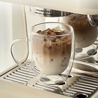 Tasses à café en verre à double paroi personnalisées, gobelets plats, grands verres à boire, verres à lait, verres à eau, pot avec poignée