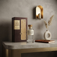 Caja de Regalo de Lujo Personalizada para Licores, Estuche Rígido Marrón con Detalles en Mármol Dorado para Whisky y Marcas de Prestigio