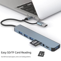 Großhandel 8-in-1 USB-C Hub mit 3,5mm Audio-Buchse Doppelstecker Aluminium Multiport USB 3.0 Adapter SD TF Splitter Dockingstation