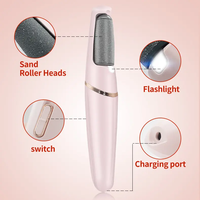 Lime à callosités électrique rechargeable double face avec long manche, outil de pédicure pour soins des pieds secs et humides
