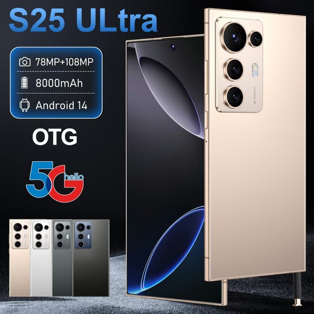 High Configuration Hot Selling S25 Ultra 5G Smartphone Factory Price 16GB+1TB Unlocked Dual SIM Deca Core 108MP HD  Mobile Phone