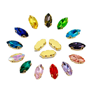 Cristaux de réglage de griffe d'or de Navette d'oeil de 4*8mm, décor lâche cousu sur le strass - Product Image 5