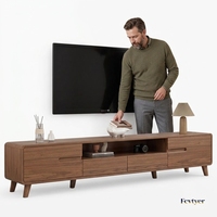 Ensemble meuble TV et table basse pour salon avec armoire de rangement, style ethnique, en panneaux de particules