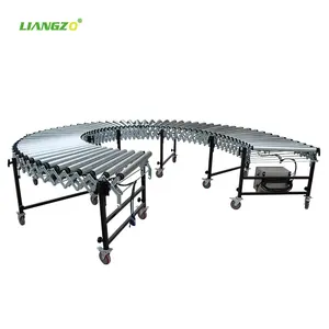 LIANGZO Low Price Flexible Expandable Stainless Steel 201 304 Roller Conveyor for Container loading