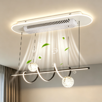 Linearer DC-Motor ohne Rotorblätter, ferngesteuerter Deckenventilator mit dimmbarer LED-Kristallkugel für Esszimmer und Kücheninsel