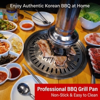 Poêle de cuisson ronde antiadhésive en acier inoxydable pour barbecue, idéale pour les restaurants coréens et les boutiques de barbecue (vente en gros)