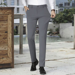 Pantalones Formales Casuales para Hombre, Diseño Clásico Holgado y Recto, Color Sólido, Cierre de Botones, Elásticos y Cómodos, Nueva Colección Otoño-Primavera - Product Image 2