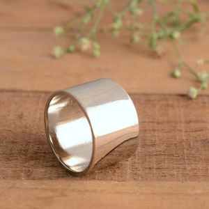 Bague en argent plaqué 925 gravée avec pierre précieuse, 12 mm de large, en acier inoxydable, unisexe, minimaliste, pour mariage, fiançailles, cadeau - Product Image 1