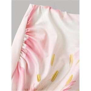 FOXA Girl's Strapless Chiffon 2-Piece <b>Set</b> Floral Crop Top & Bodycon Maxi Skirt Breathable Summer Outfit - Product Image 4