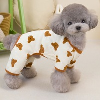 Vêtements pour chiens en gros, pyjamas quatre pattes imprimés ours de dessin animé quatre couleurs, vêtements d'intérieur pour petits chiots, vêtements pour animaux de compagnie