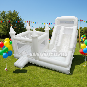 Castillo inflable blanco <span class=keywords><strong>con</strong></span> tobogán acuático, castillo inflable <span class=keywords><strong>de</strong></span> calidad comercial <span class=keywords><strong>para</strong></span> <span class=keywords><strong>alquiler</strong></span> en bodas, fiestas y <span class=keywords><strong>eventos</strong></span>. - Product Image 1