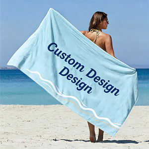 Serviette en velours imprimée personnalisée, motif personnalisé, 100% coton éponge, logo personnalisé, haute absorption, pour la plage, le bain, les voyages - Product Image 1