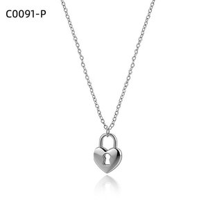 Collar con Colgante de Corazón Amy Amy, Acero Inoxidable, Chapado en Rodio, Joyería de Moda para Mujer, Regalo, Uso Diario - Product Image 1