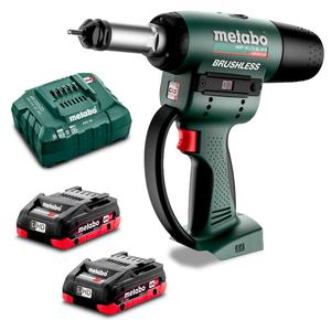 Kit de pistola remachadora inalámbrica sin escobillas Mettabos NMP 18 LTX MB 4.0 de 18V y 4.0Ah de iones de litio, 100% auténtico - Product Image 1