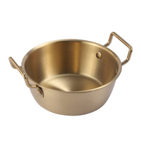 1pc 304 Stainless Steel Golden Instant Noodle Bowl Korean Rice Wine Bowl With Handle Salad Snack and French Fry Bowl