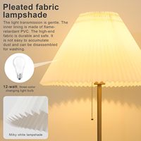 Lampadaire plissé haut avec abat-jour pour salon, coin chambre, chevet, bureau – Lampe sur pied marron lumineuse 12W à intensité variable pour lecture