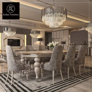 Cao cấp phòng ăn đồ nội thất chạm khắc chân gỗ cổ bàn ăn đặt 10 chỗ ngồi nhà hàng nhân tạo bằng đá cẩm thạch bàn ăn - Product Image 1