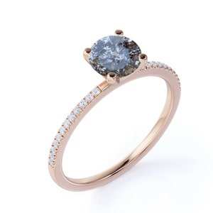 Zout En Peper Diamanten Sieraden Rond Zout En Peper Diamanten Ring Unieke Zout En Peper Verlovingsringen - Product Image 4