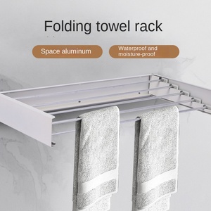 Eco-Friendly Modern Hidden Bathroom Towel Rack Multifunctional Folding <b>Clothes</b> Rack Bathroom Hardware Pendant Cross-Border Wall - Product Image 1
