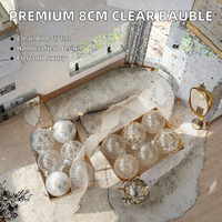 Nouvelles boules de Noël décoratives de luxe, faites à la main, de haute qualité, transparentes, premium, 8 cm, grandes