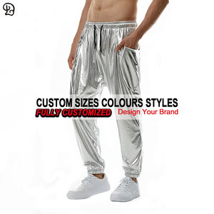 남성용 반짝이는 하렘 팬츠, 신축성 있는 허리끈, 루즈핏 조거, 파티, 나이트클럽, 캐주얼, 스트리트웨어, 메탈릭 배기 코스튬 바지 - Product Image 5